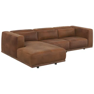 Sunpan Beau Sofa Chaise Laf Lucia Tobacco Leather