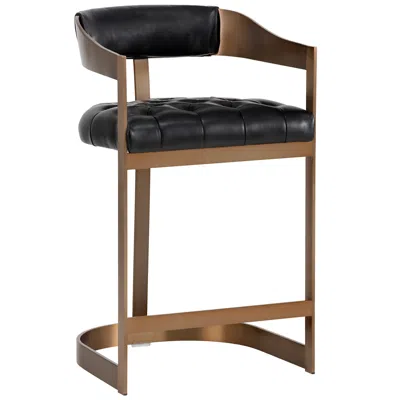 Sunpan Beaumont Counter Stool Antique Brass Cantina Black