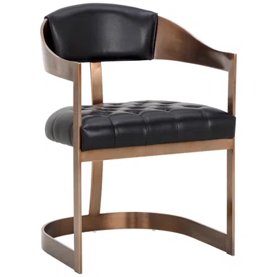 Sunpan Beaumont Dining Armchair Antique Brass Cantina Black