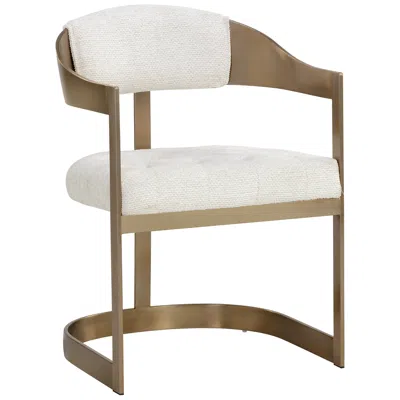 Sunpan Beaumont Dining Armchair Antique Brass Rhea Light Barley