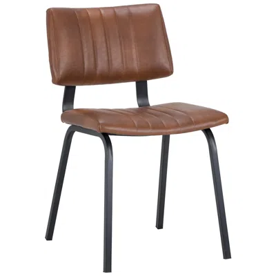 Sunpan Berkley Bravo Cognac Faux Leather And Metal Dining Chair Set Of 2