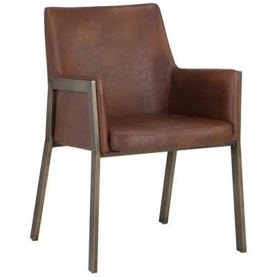Sunpan Bernadette Dining Armchair Bravo Cognac
