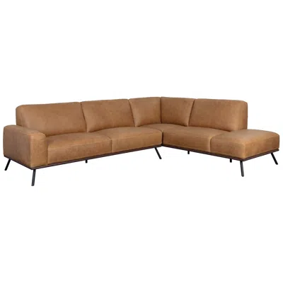 Sunpan Brandi Sofa Chaise Raf Camel Leather In Brown
