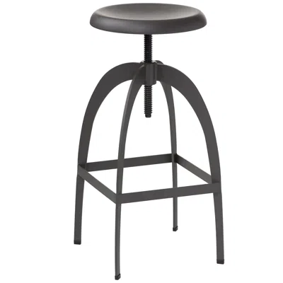 Sunpan Colby Matte Gray Steel Adjustable Swivel Bar Stool In Black
