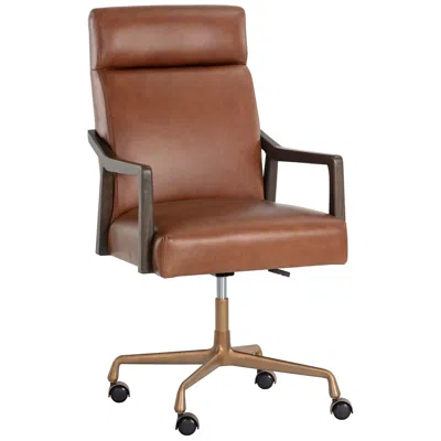 Sunpan Collin Office Chair Brown Shalimar Tobacco Leather