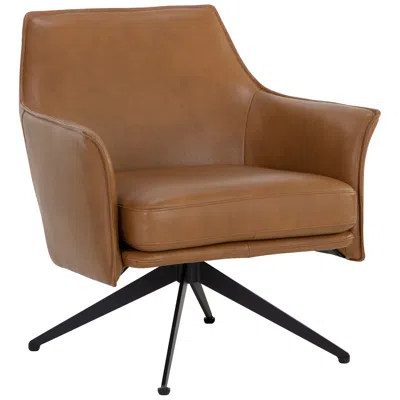 Sunpan Crosby Swivel Lounge Chair Missouri Cognac Leather