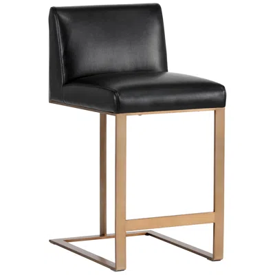 Sunpan Dean Counter Stool Antique Brass Cantina Black
