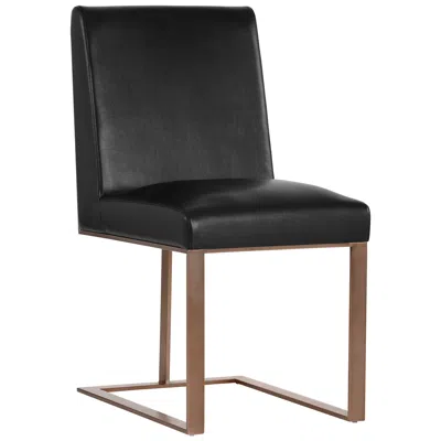 Sunpan Dean Dining Chair Antique Brass Cantina Black