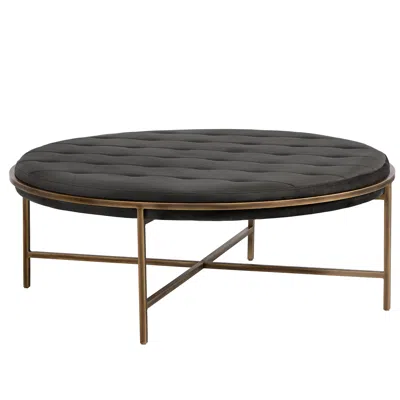 Sunpan Ethel Ottoman Round Piccolo Pebble