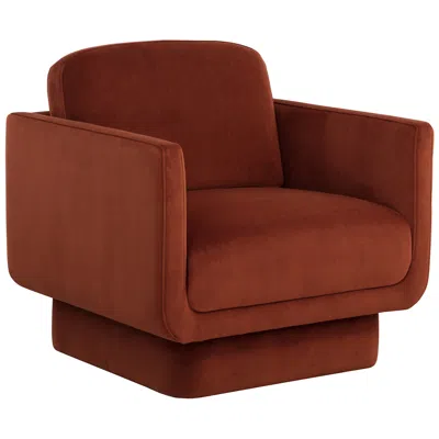 Sunpan Everton Meg 32" Wide Rust Fabric Modern Lounge Chair