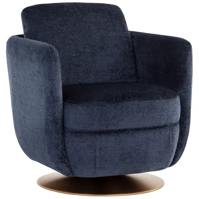 Sunpan Gilley Bergen Navy Fabric Swivel Lounge Chair