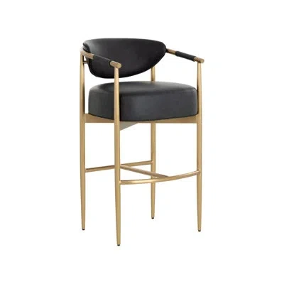 Sunpan Heloise Counter Stool - Milliken Cognac In Black
