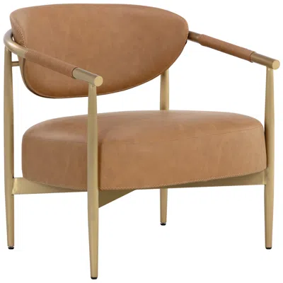 Sunpan Heloise Lounge Chair Milliken Cognac