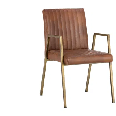 Sunpan Homer Dining Armchair Bravo Cognac
