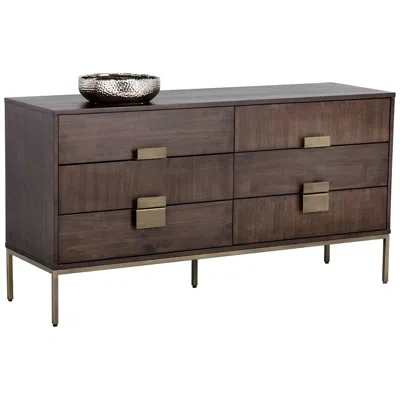Sunpan Jade Dresser Antique Brass Dark Mango