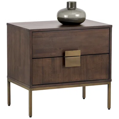 Sunpan Jade Nightstand Antique Brass Dark Mango In Brown