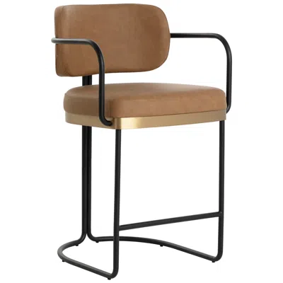 Sunpan Jalen Counter Stool Milliken Cognac In Brown