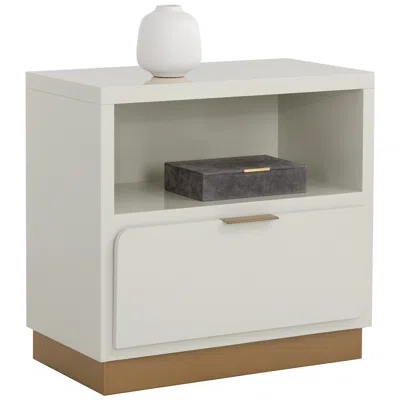 Sunpan Jenkins Nightstand High Gloss Cream In White