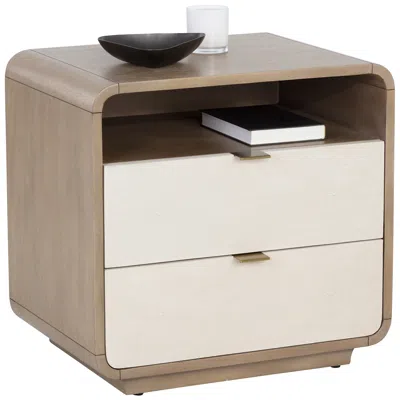 Sunpan Kayden Nightstand Oyster Shagreen In Brown