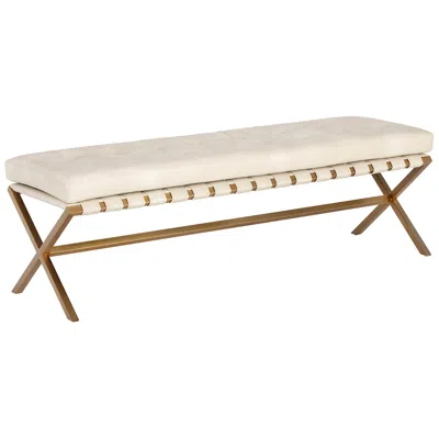 Sunpan Kenji Bench Small Gold Bravo Cream In White
