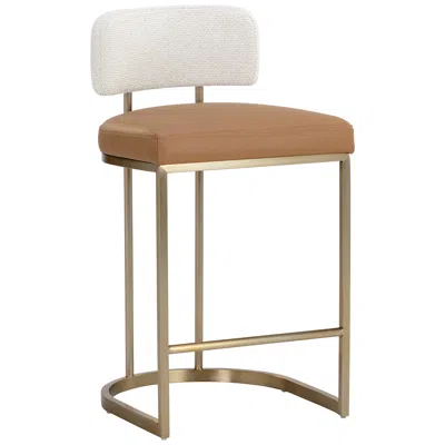 Sunpan Larissa Counter Stool Napa Cognac And Rhea Light Barley In Multi