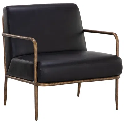 Sunpan Lathan Lounge Chair Charcoal Black Leather