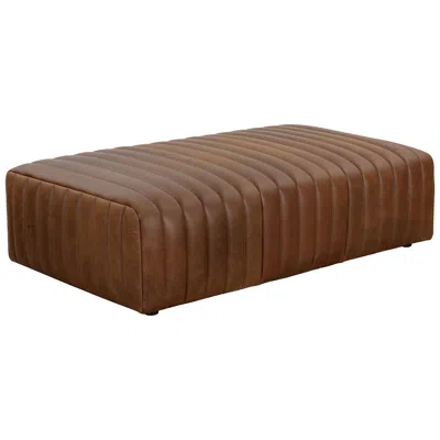 Sunpan Lewin Ottoman Rectangular Lucia Tobacco Leather In Brown