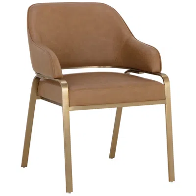 Sunpan Malachi Dining Armchair Milliken Cognac