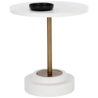 Sunpan Marlowe Bistro Table Antique Brass White 27.5"