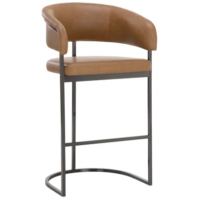 Sunpan Marris Barstool Gunmetal Milliken Cognac
