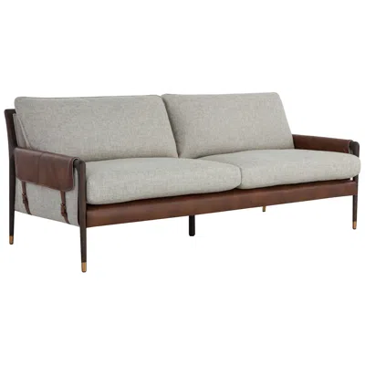 Sunpan Mauti Sofa Brown Vault Fog And Bravo Cognac