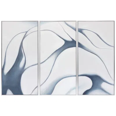 Sunpan Meditation (set Of 3) 30" X 60" Silver Floater Frame In Blue