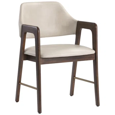 Sunpan Milton Dining Armchair Smoke Acacia Bravo Cream