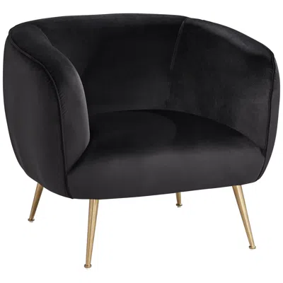 Sunpan Modern Amara Black Sky Fabric And Gold Metal Armchair