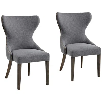 Sunpan Modern Ariana Dark Gray Fabric Tufted Dining Chairs Set Of 2