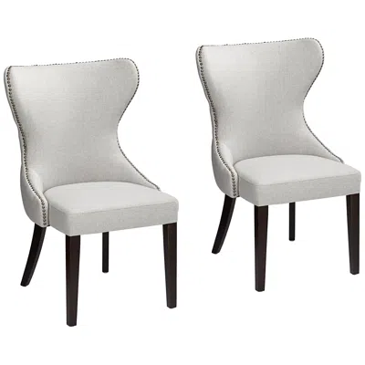 Sunpan Modern Ariana Light Gray Fabric Tufted Dining Chairs Set Of 2