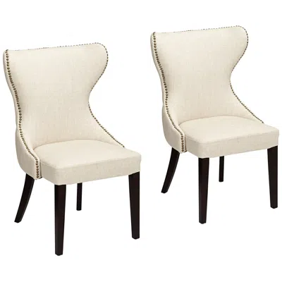 Sunpan Modern Ariana Sand Fabric Tufted Dining Chairs Set Of 2