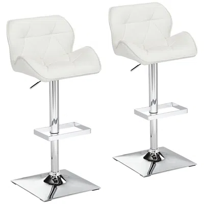 Sunpan Modern Boulton White Faux Leather Swivel Adjustable Stools Set Of 2