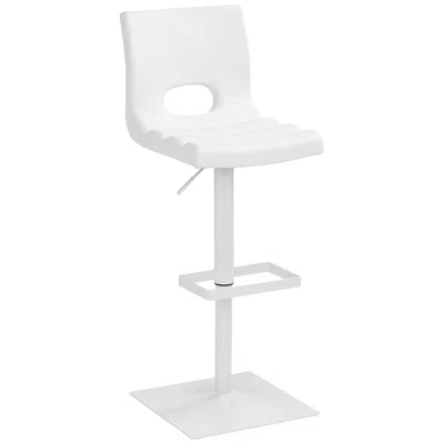 Sunpan Modern Donovan White Faux Leather Adjustable Barstool