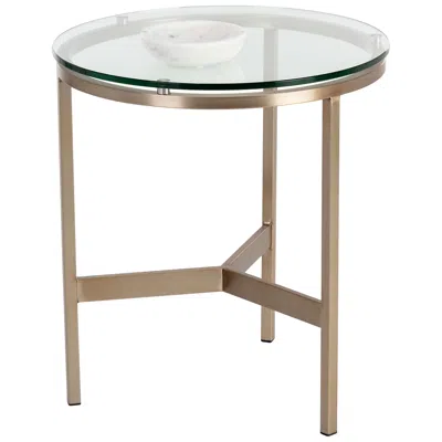 Sunpan Modern Flato 19 3/4" Wide Antique Brass Round End Table