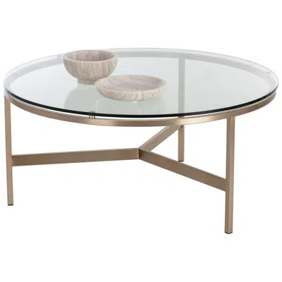 Sunpan Modern Flato 35 1/2" Wide Antique Brass Round Coffee Table