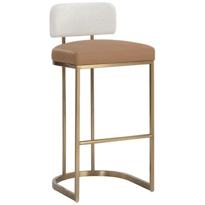 Sunpan Modern Larissa 30 1/2" Napa Cognac And Rhea Light Barley Bar Stool