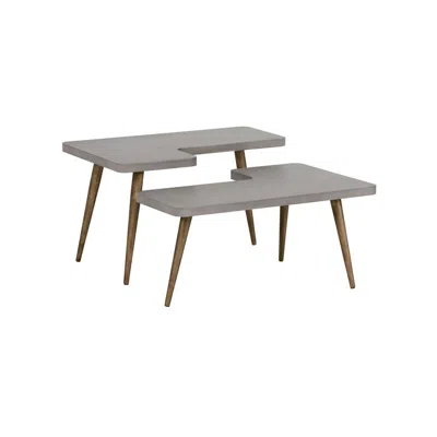 Sunpan Modern Loupe L-shaped Modern Concrete Coffee Tables With Tripod Legs Set Of 2