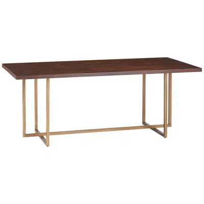 Sunpan Modern Sunpan Jade 79" Wide Gold Metal And Dark Brown Modern Dining Table