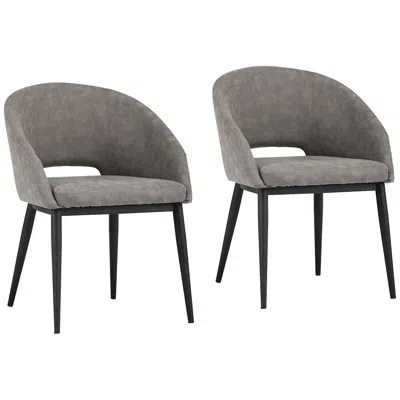 Sunpan Modern Thatcher Antique Gray Faux Leather Dining Chairs Set Of 2