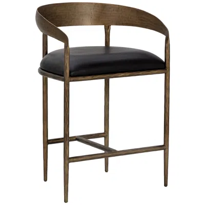 Sunpan Modern Zanatta 26 1/2" Charcoal Black Leather Counter Stool