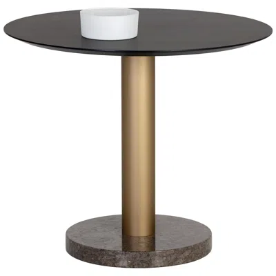 Sunpan Monaco Bistro Table Gold Gray Marble And Charcoal Gray 35.5"