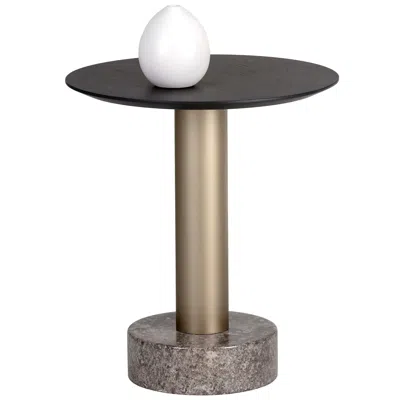 Sunpan Monaco End Table Gold Gray Marble And Charcoal Gray In Brown