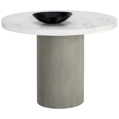 Sunpan Nicolette Dining Table Light Gray Marble Look 40"