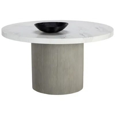 Sunpan Nicolette Dining Table Light Gray Marble Look 55"